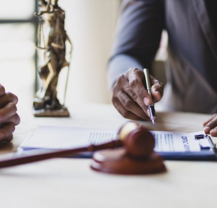 Legal counsel is discussing the law and the concept of legal justice.